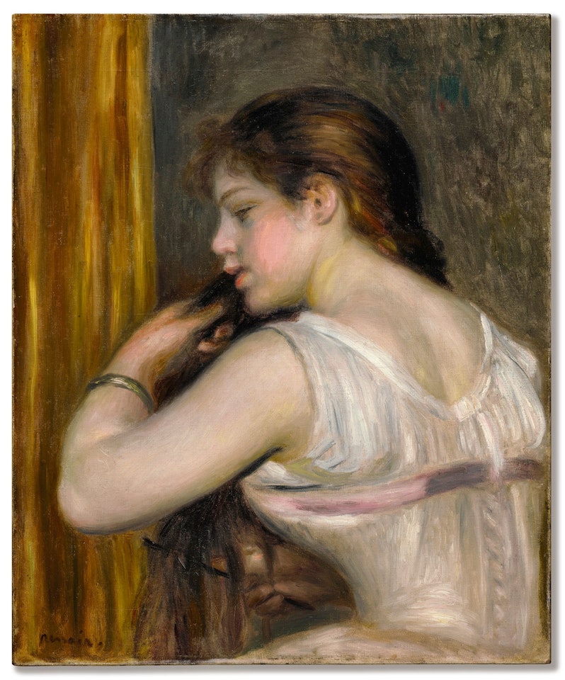 JEUNE FILLE SE PEIGNANT (LA COIFFURE) by Pierre-Auguste Renoir