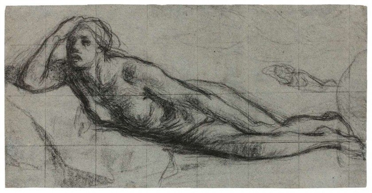 Front: Study for "Agar and Ishmael", Verso: street scene by Jean-François Millet