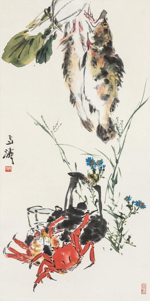 Fishes And Crabs by Wang Xuetao