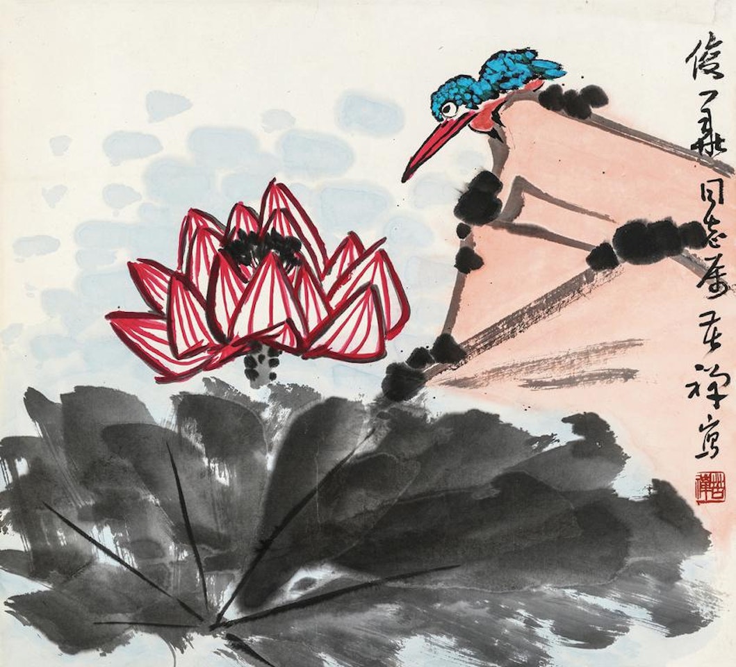 Bird And Lotus by Li Kuchan