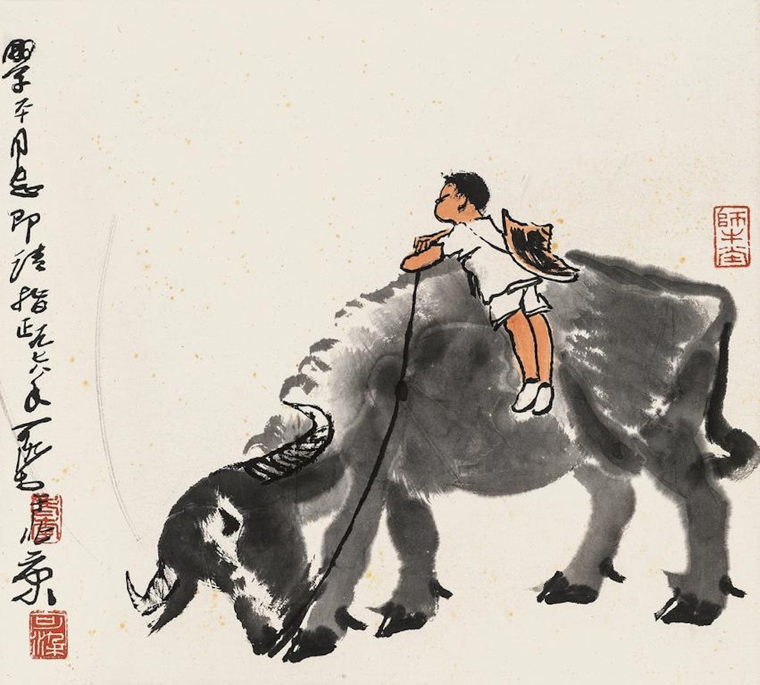 Boy And Cattle by Li Keran