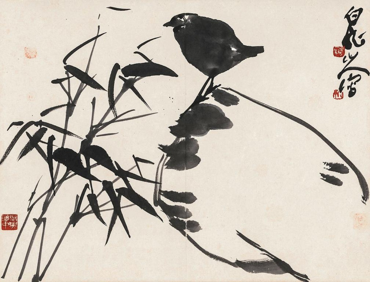 Sparrow And Bamboo by Wang Zhen
