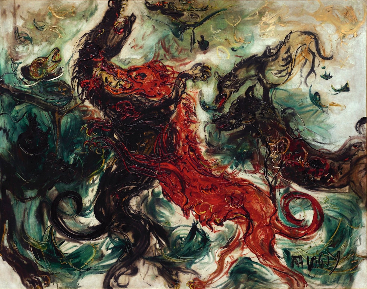 DOGS FIGHTING  by Affandi