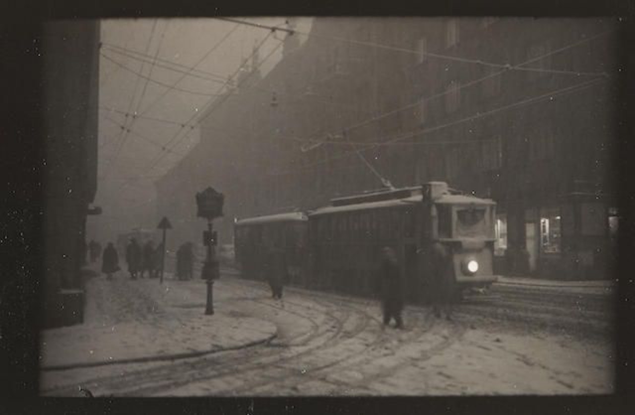 Streetcar in Snow, Prague by Josef Sudek