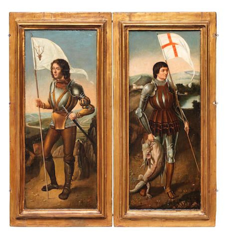 Saint George; and Saint Eustace (recto) and The Annunciation (verso) by Flemish School