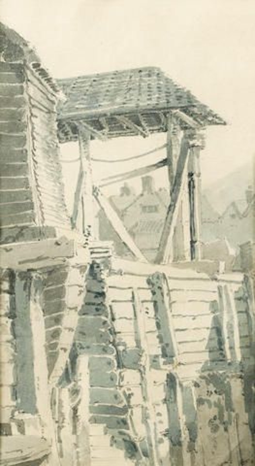 Buildings on a wooden quayside by Joseph Mallord William Turner