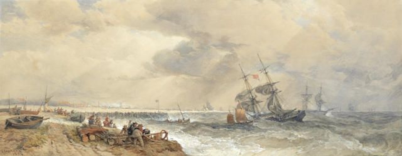 Coastal shipping scene by Edward Duncan