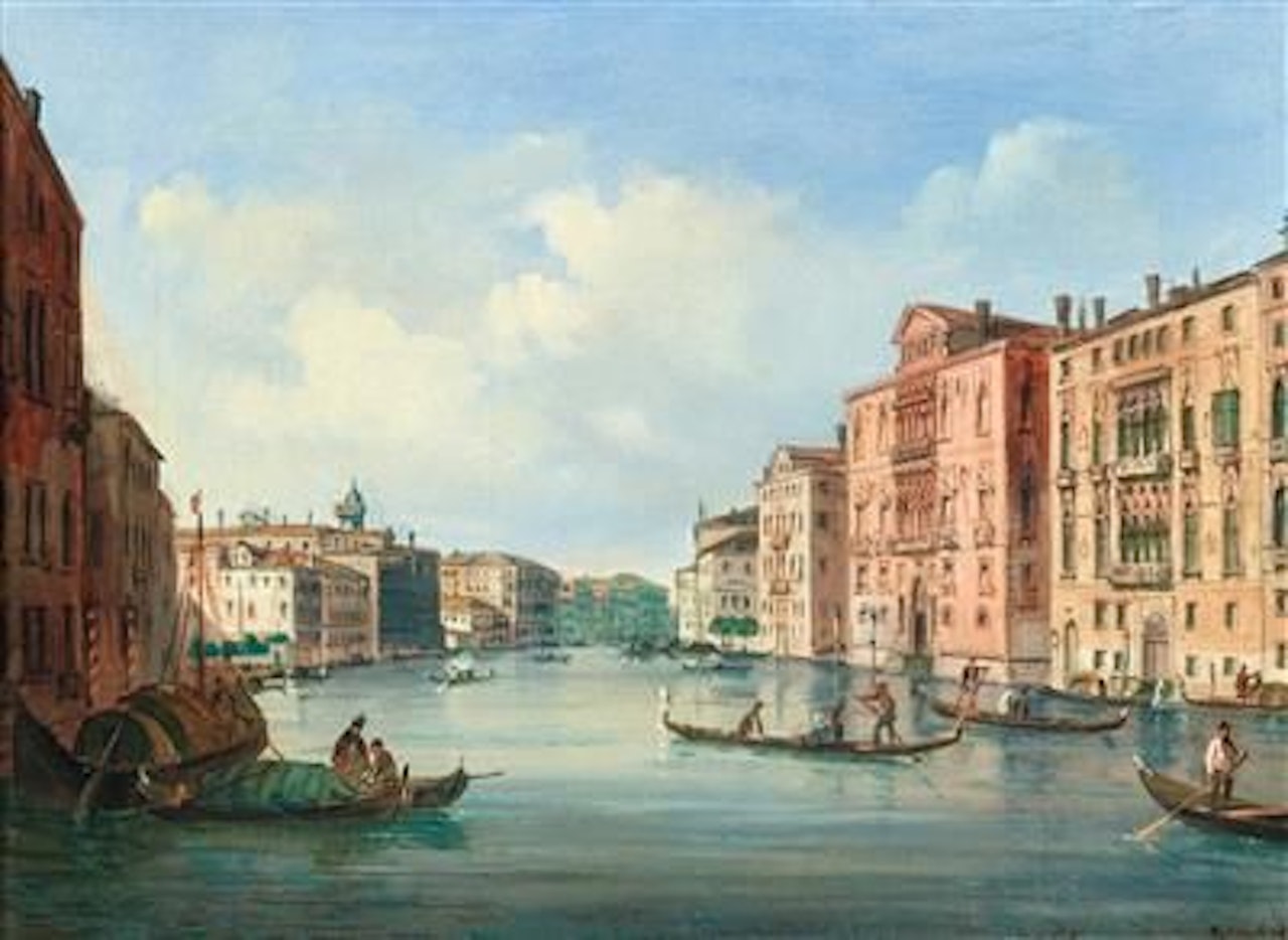 Venice a view of the Grand Canal with Palazzo Cavalli-Franchetti and Palazzo Barbaro by Carlo Grubacs