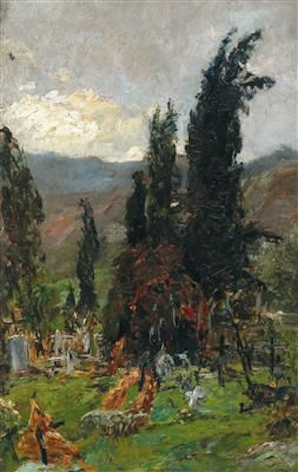 View of a cemetery at dusk by Olga Wisinger-Florian