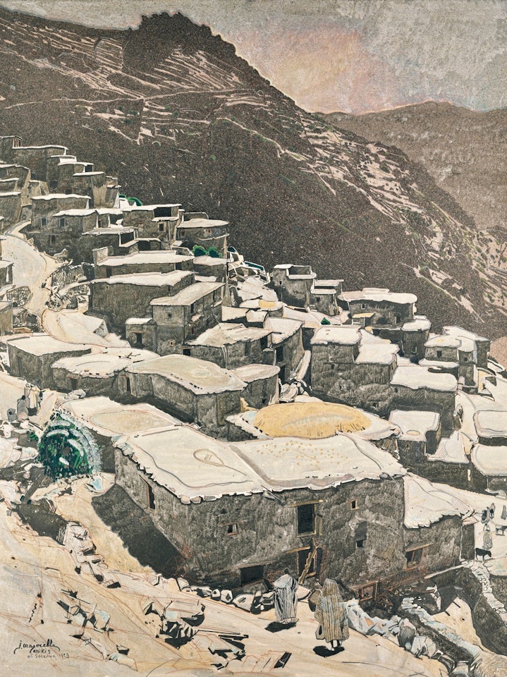 THE VILLAGE OF ASSIKIS IN THE MOROCCAN GRAND ATLAS by Jacques Majorelle