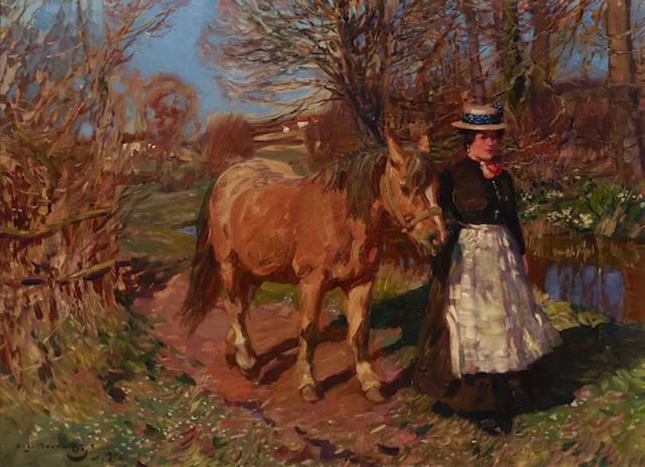 Springtime - Polly Scotchmer of the Red Lion Inn, Mendham by Alfred James Munnings