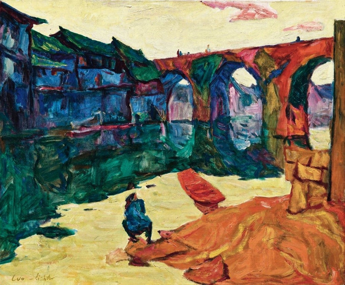 Households with Bridge and Boat by Luo Erchun
