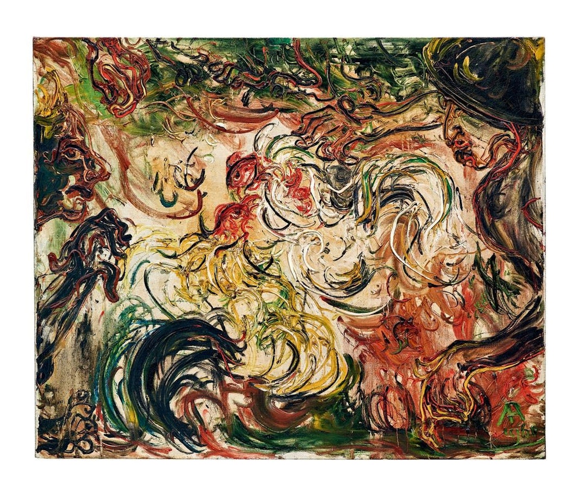 Cocks Fighting by Affandi
