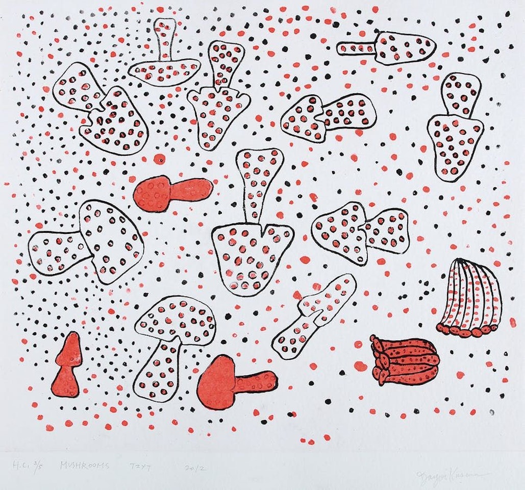Mushrooms TZXT by Yayoi Kusama