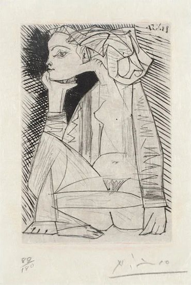 Femme assise en tailleur: Geneviève Laporte (Seated Woman in a Suit: Geneviève Laporte) by Pablo Picasso