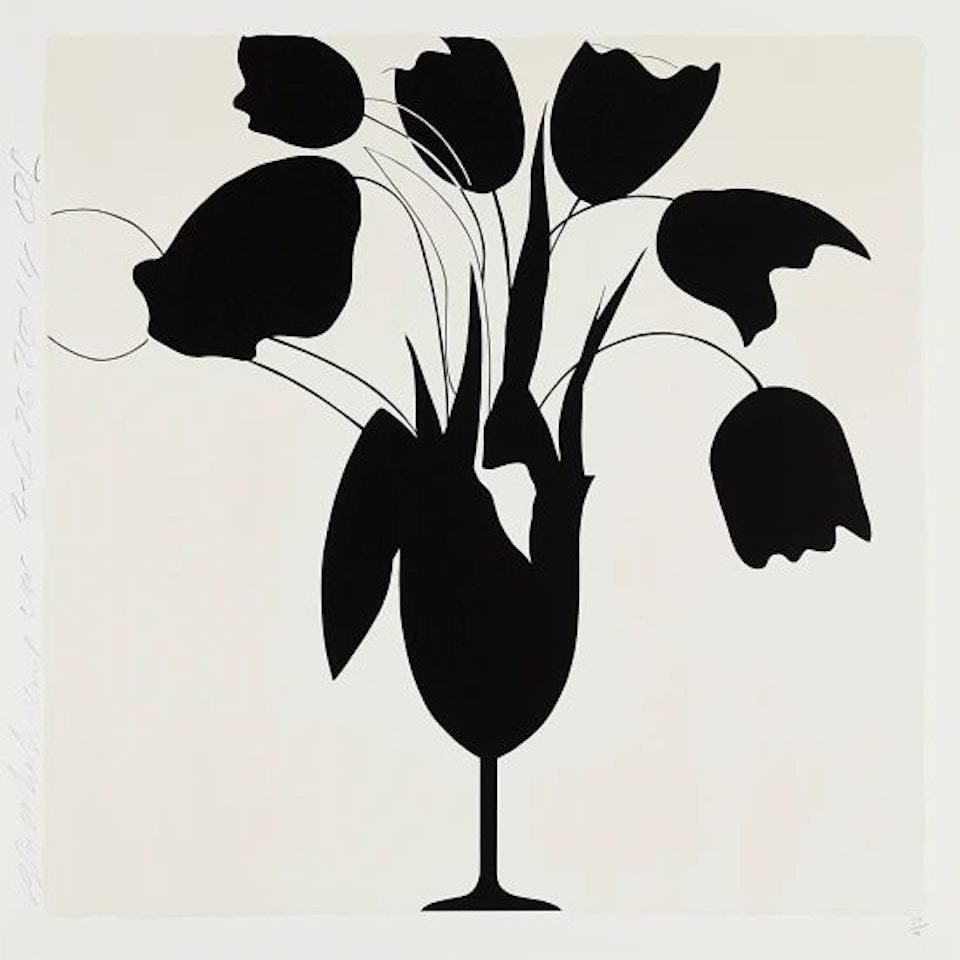 Black Tulips and Vase by Donald Sultan