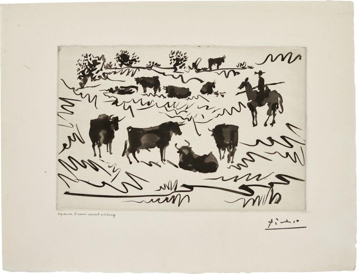 TOROS EN EL CAMPO (B. 951; BA. 971) by Pablo Picasso