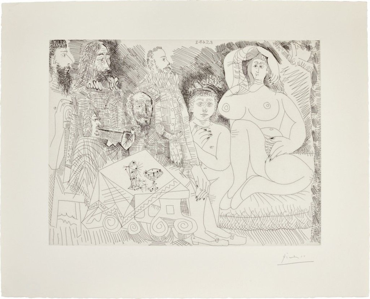 AUTOUR DE LA CÉLESTINE: COLLATION AU JARDIN, AVEC JEUNE BACCHUS GRAS (B. 1550; BA. 1566) by Pablo Picasso