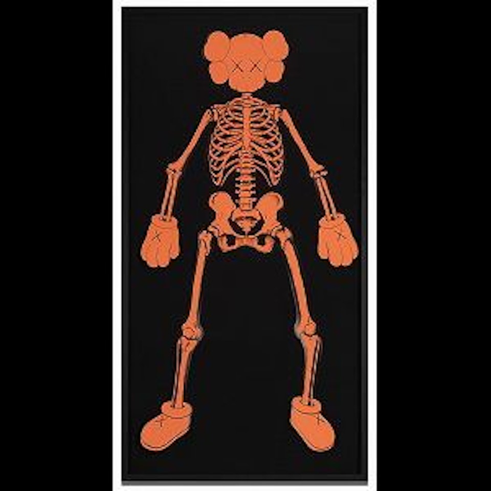 Orange skull ornament by Kaws