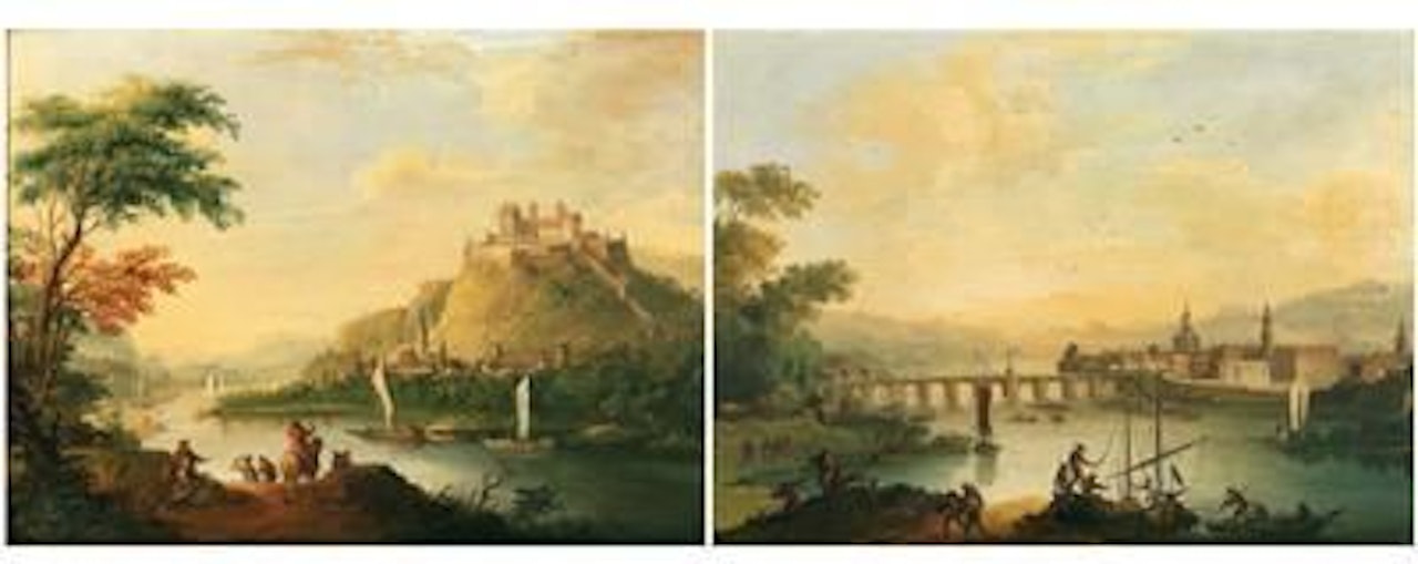 Two Elbe landscapes: View of Dresden; View of Pirna with the Sonnenstein by Christian Wilhelm Ernst Dietrich