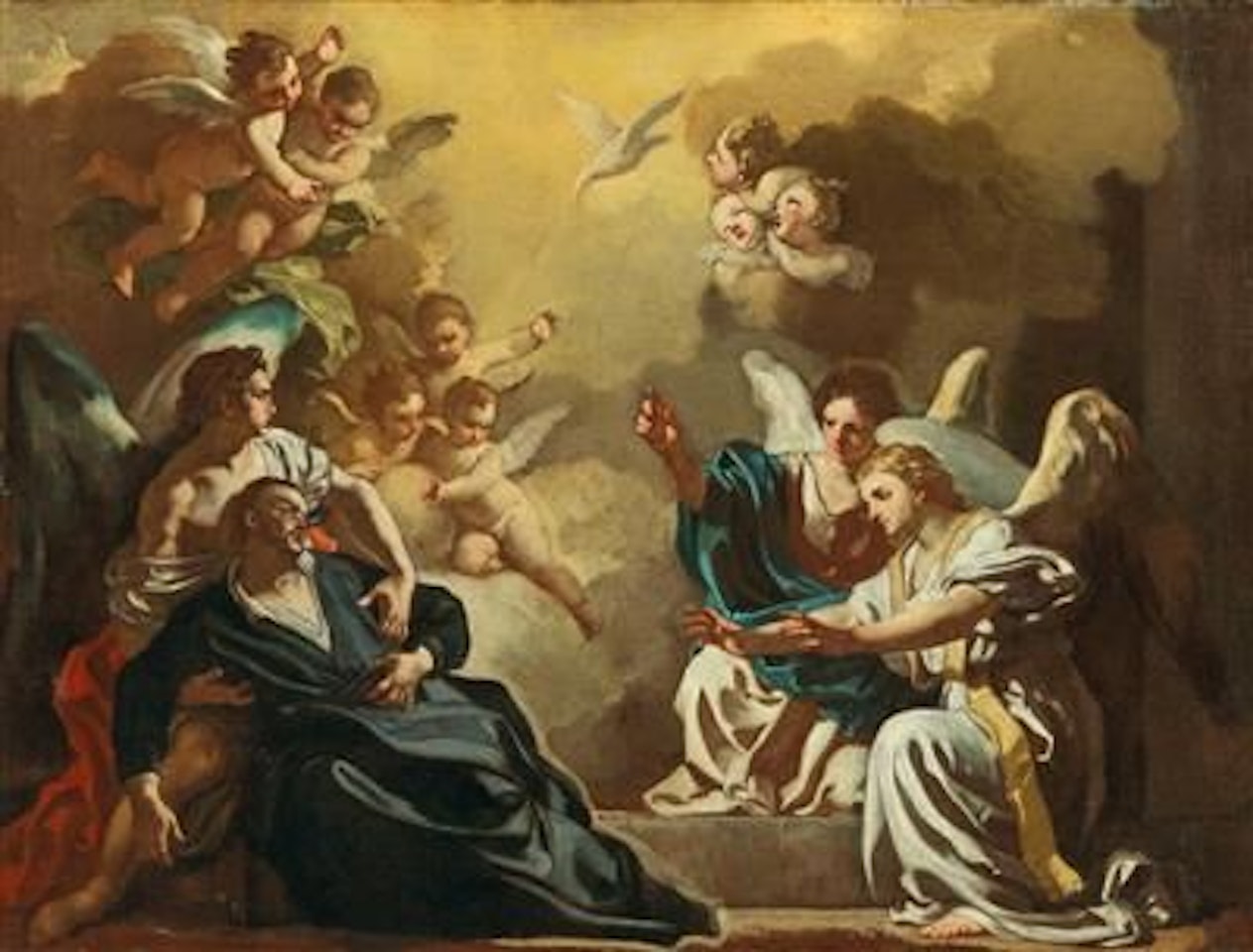 Saint Philip Neri receiving the Holy Spirit in the Catacombs of Saint Sebastian by Francesco Solimena