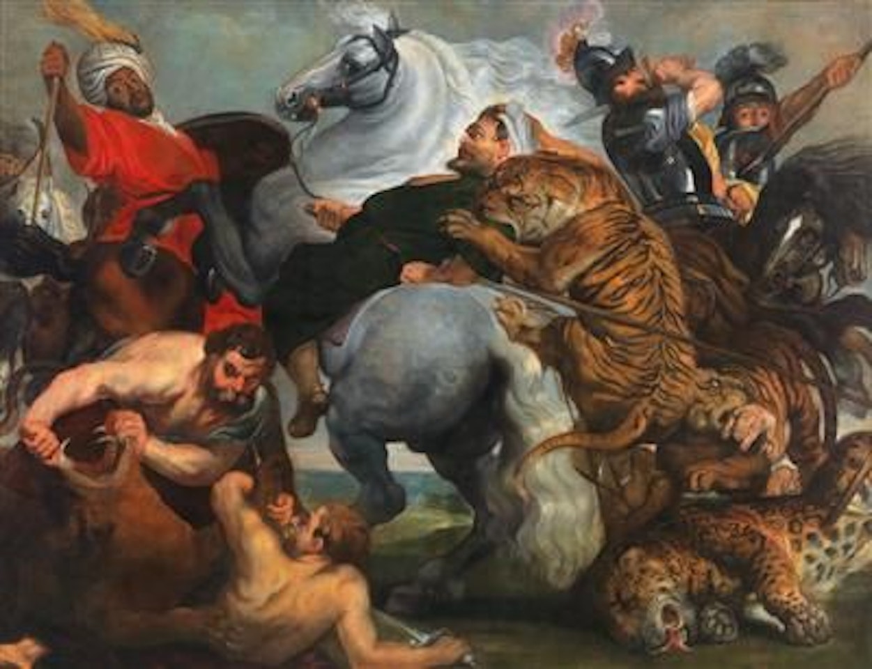 The Tiger Lion and Leopard hunt by Workshop of Peter Paul Rubens