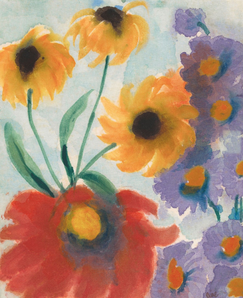 Rote, gelbe und violette Blüten by Emil Nolde