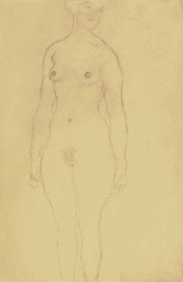 Stehender Akt von vorne, nach rechts blickend by Gustav Klimt