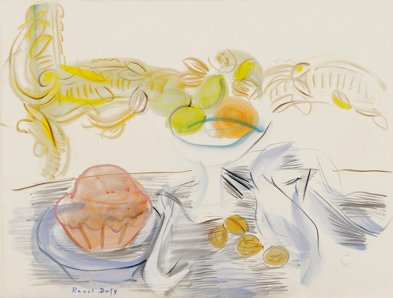 Nature morte à la brioche et aux noix by Raoul Dufy