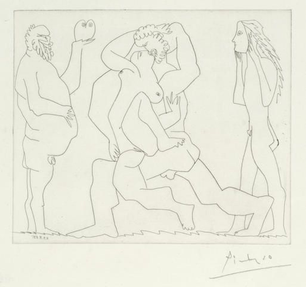 Bacchanale au hibou et au jeune homme masqué by Pablo Picasso