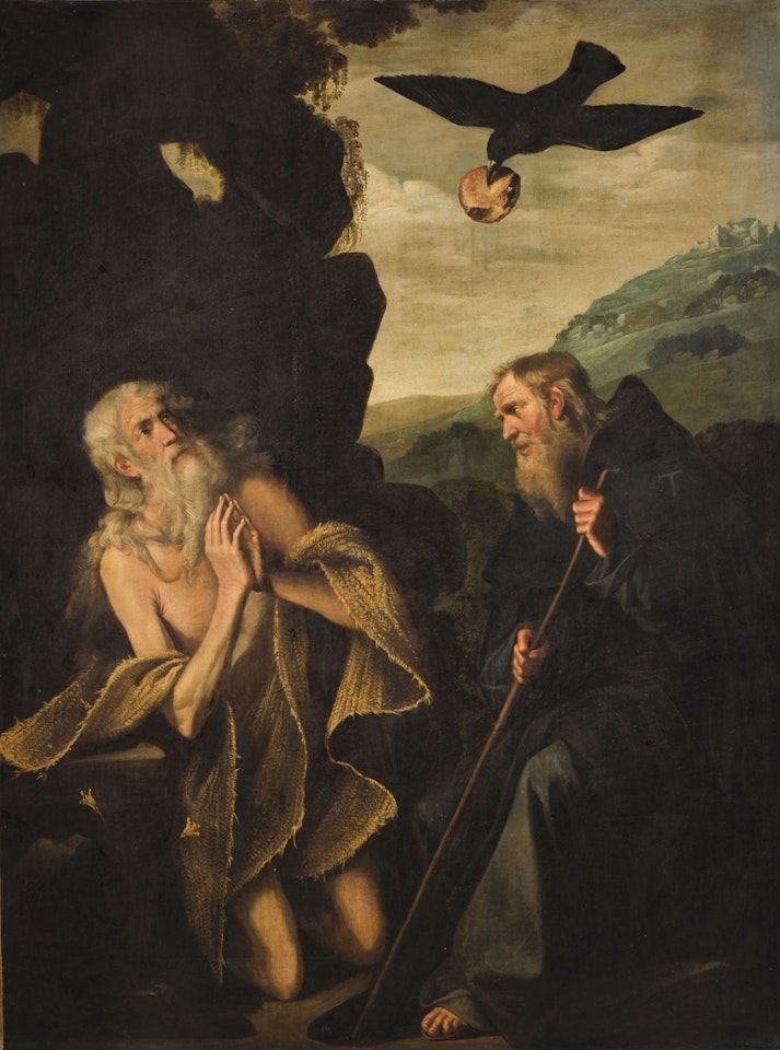 SAINT ANTHONY VISITING SAINT PAUL THE HERMIT by Spanish School