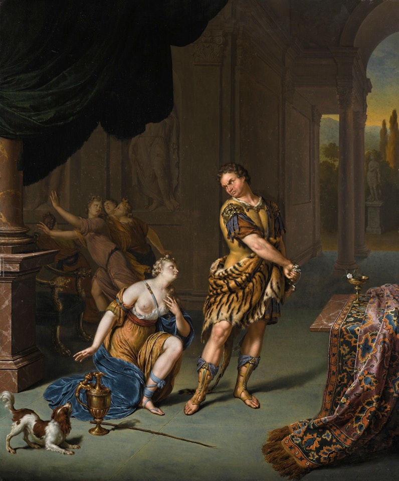 CIRCE BEGGING ULYSSES FOR MERCY AFTER HE HAS RESISTED HER DRUGGED CUP by Willem van Mieris