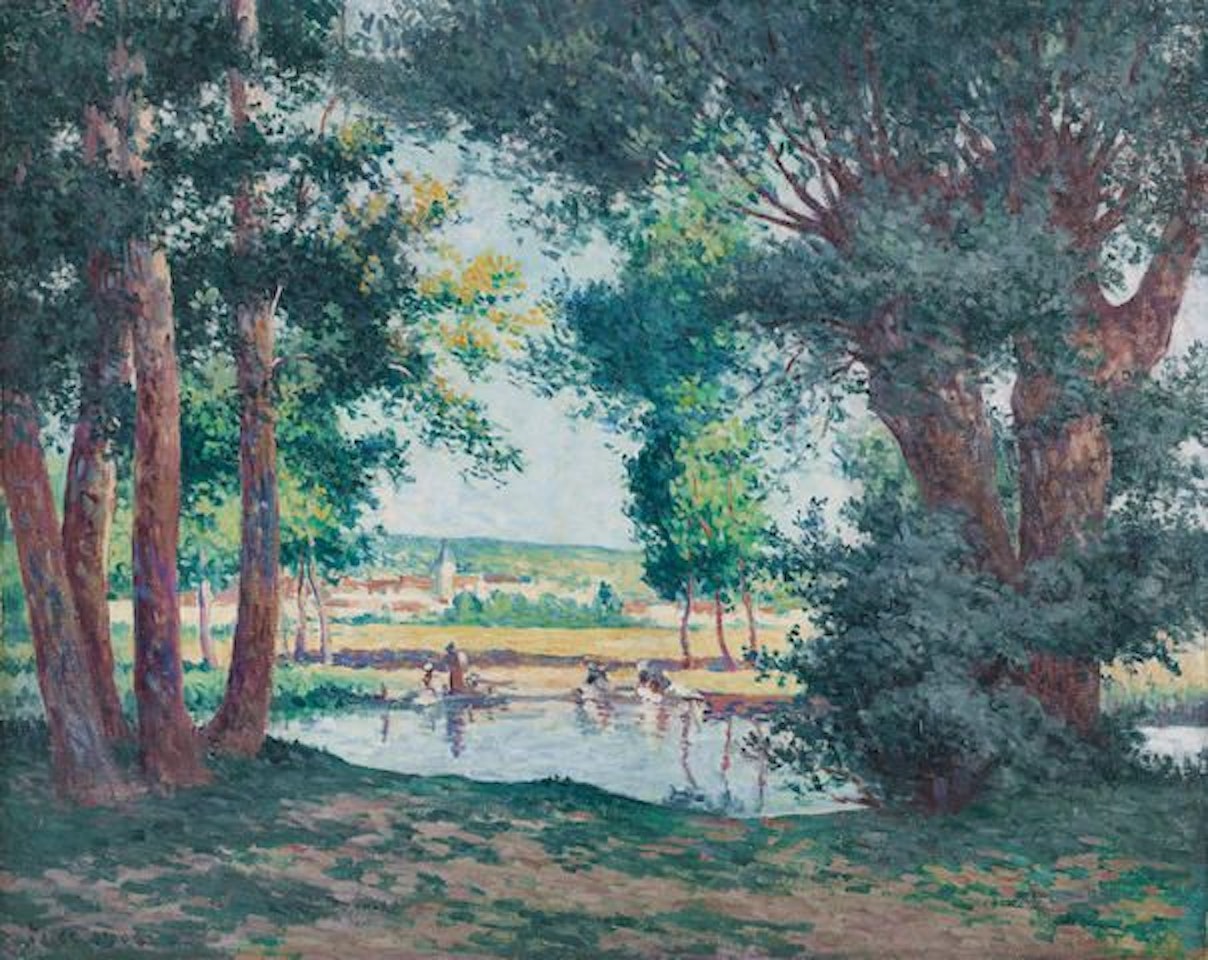 Bessy-sur-Cure, les lavandieres au bord de l'eau by Maximilien Luce