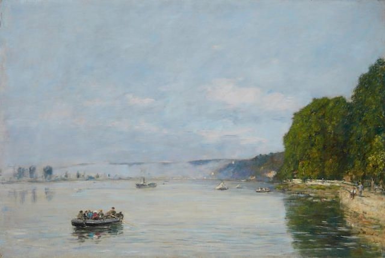 Caudebec-en-Caux, Bateaux sur la Seine by Eugène Boudin