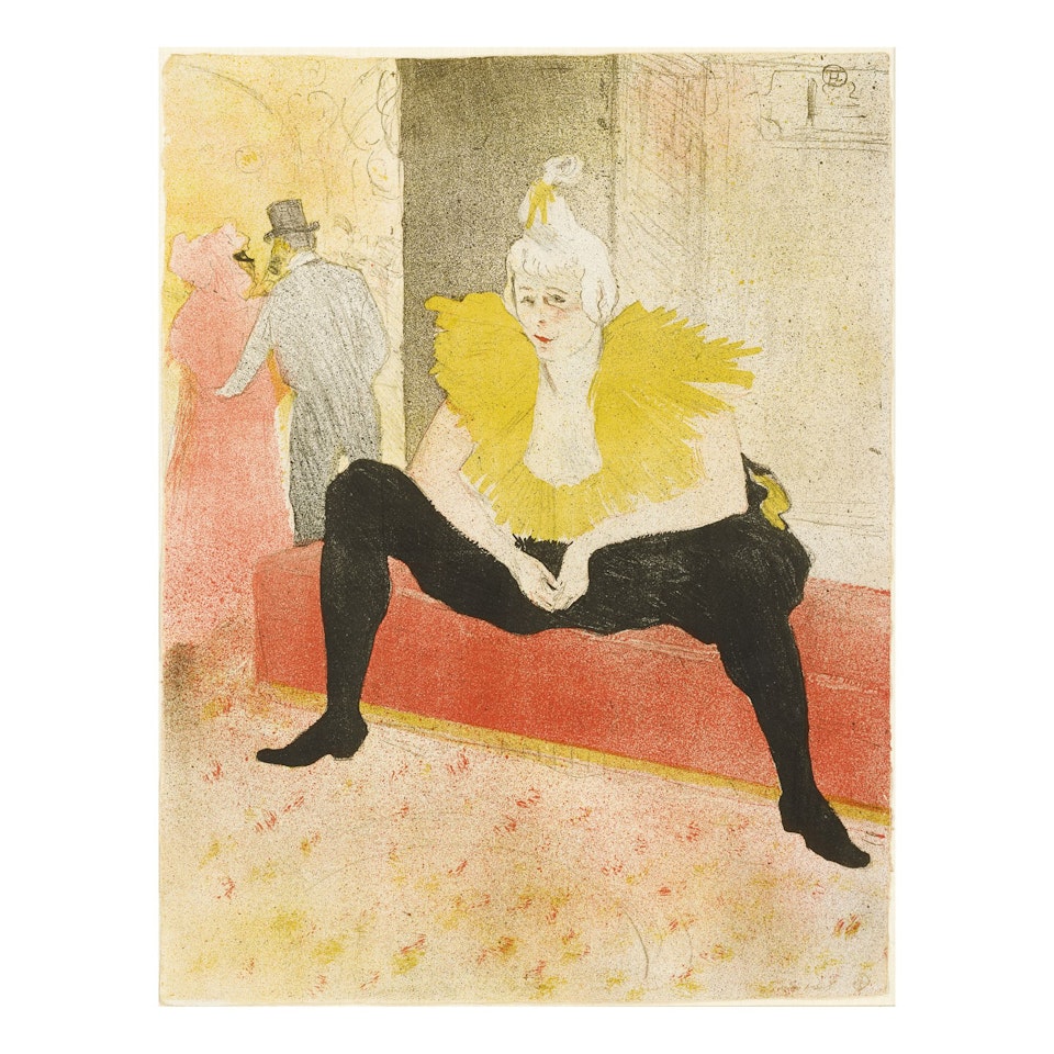 LA CLOWNESSE ASSISE (MADEMOISELLE CHA-U-KA-O) (DELTEIL 180; ADRIANI 172; WITTROCK 156) by Henri de Toulouse-Lautrec