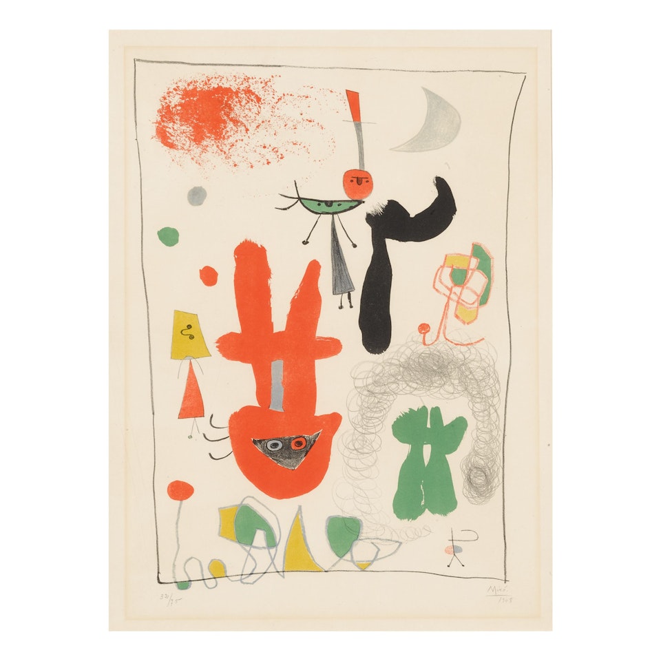 ACROBATS IN THE NIGHT GARDEN (MOURLOT 58) by Joan Miró