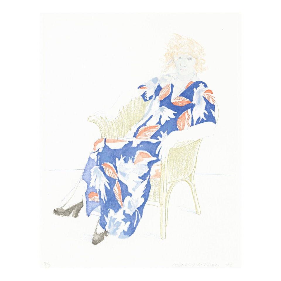 CELIA IN A WICKER CHAIR (M.C.A.T. 158), 1974 by David Hockney