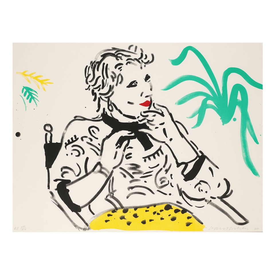 CELIA WITH GREEN PLANT (M.C.A.T. 240) by David Hockney