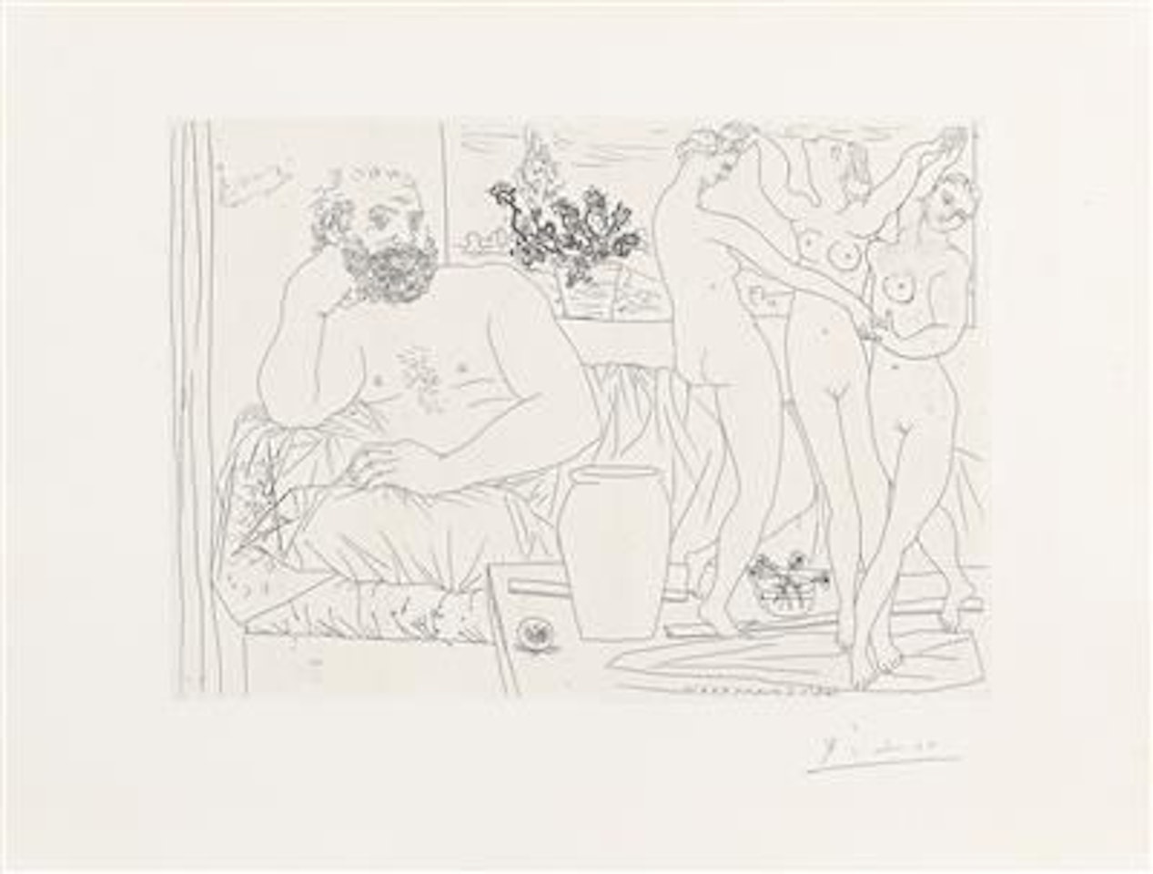 "Sculptor and three sculpted dancers" by Pablo Picasso