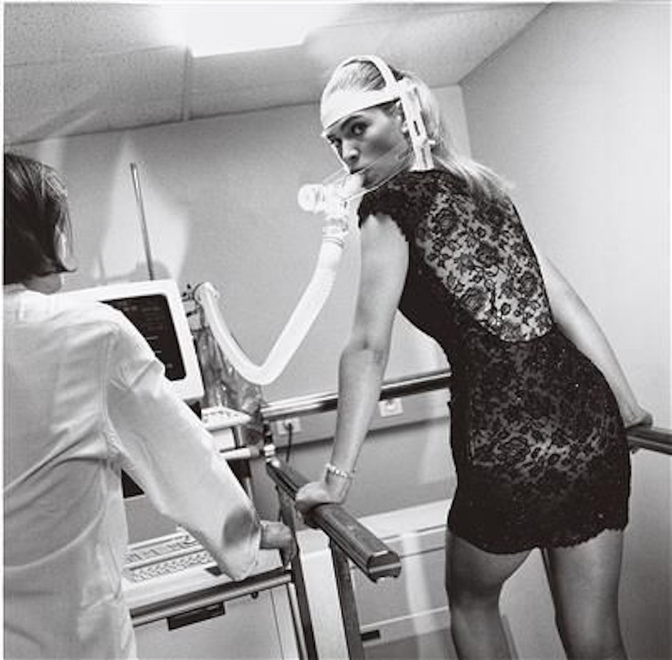 Model in the Valentino dress by Helmut Newton