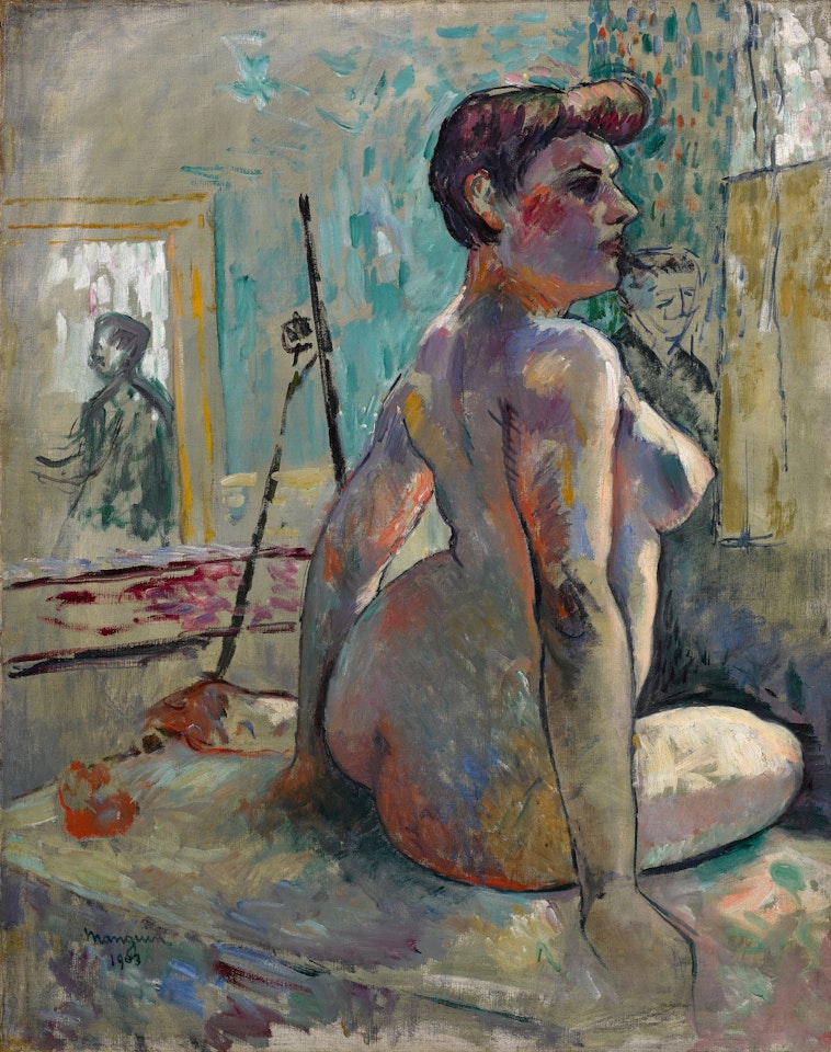 NU À L’ATELIER (LA CROUPE, RUE BOURSAULT) by Henri Manguin