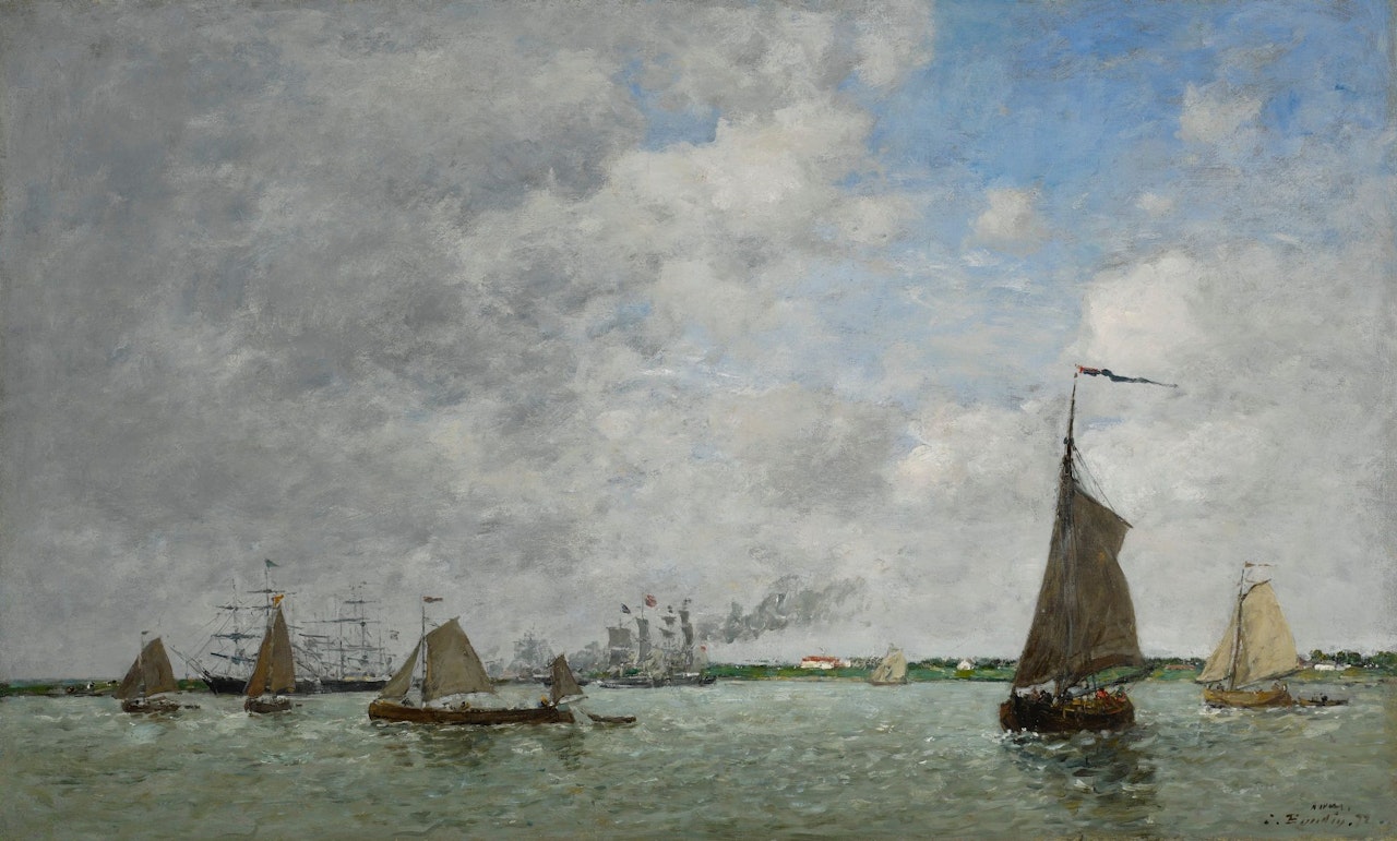 ANVERS, BATEAUX SUR L'ESCAUT by Eugène Boudin