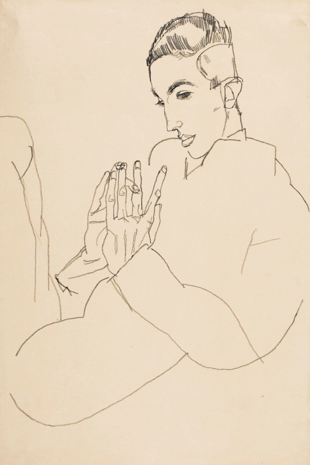ERICH LEDERER, DIE HÄNDE GEFALTET (ERICH LEDERER WITH HANDS CLASPED) by Egon Schiele