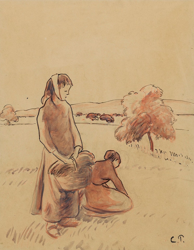 PAYSANNES À L’HERBE by Camille Pissarro