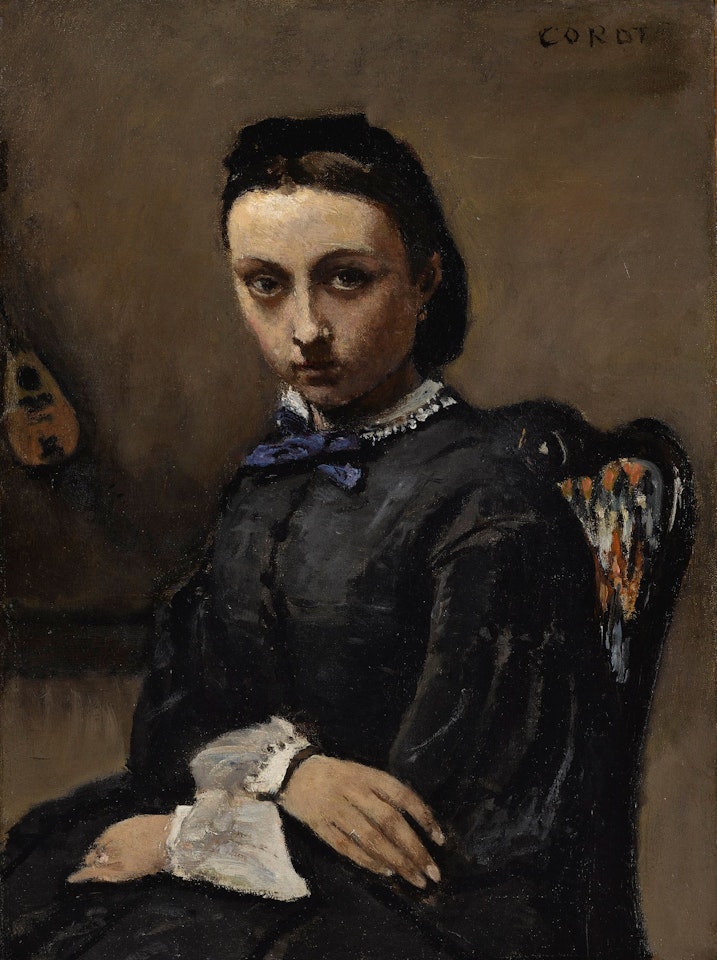 PORTRAIT DE JEUNE FEMME  by Jean Baptiste Camille Corot