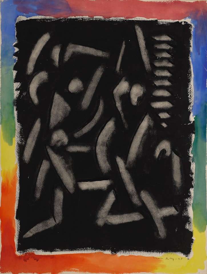 FIGURES ON BLACK BACKGROUND by Man Ray
