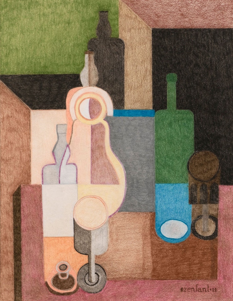 NATURE MORTE—VERRES ET BOUTEILLES by Amédée Ozenfant