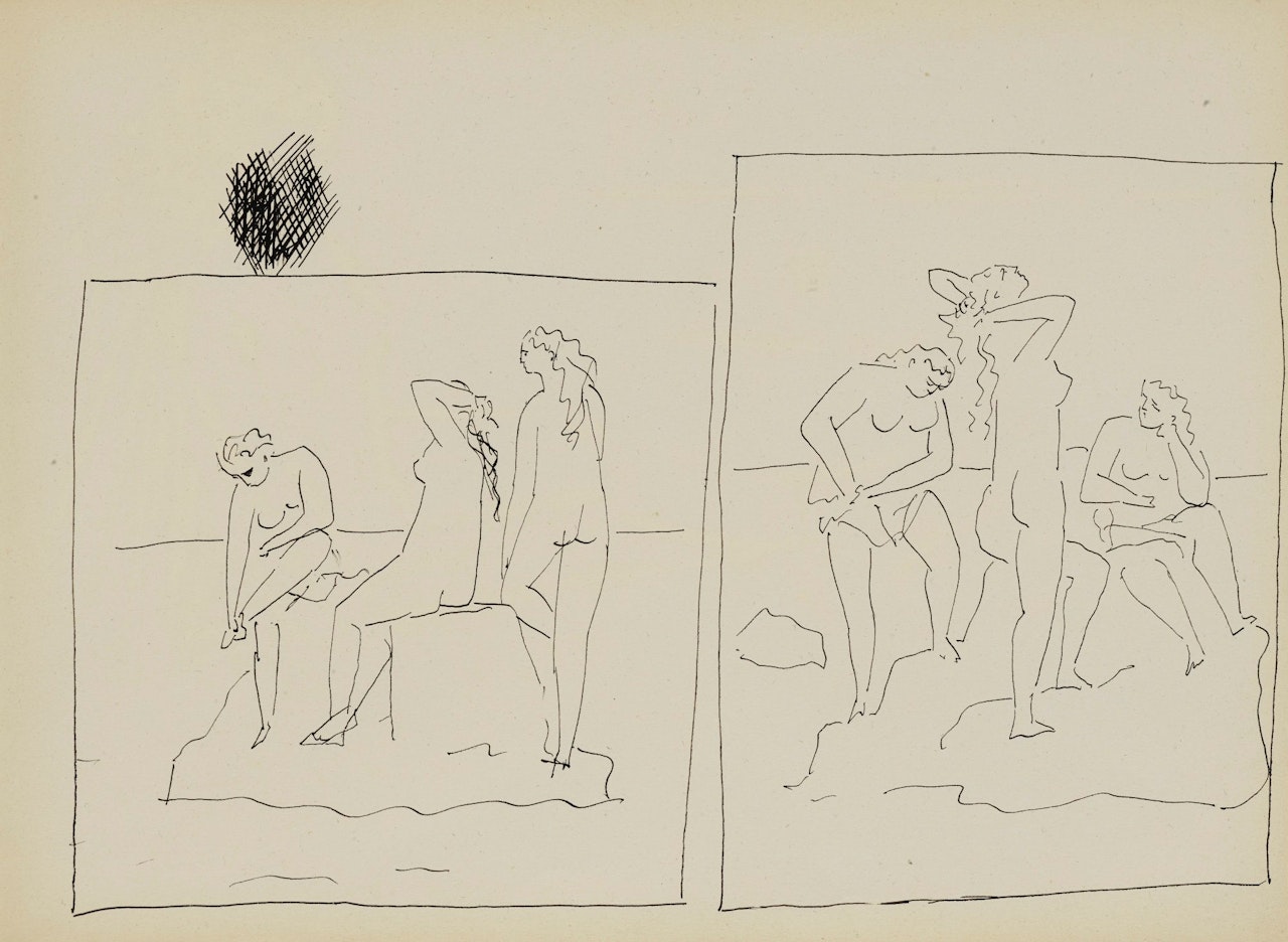 ÉTUDES, GROUPES DE BAIGNEUSES, FROM CARNET NO. 67  by Pablo Picasso