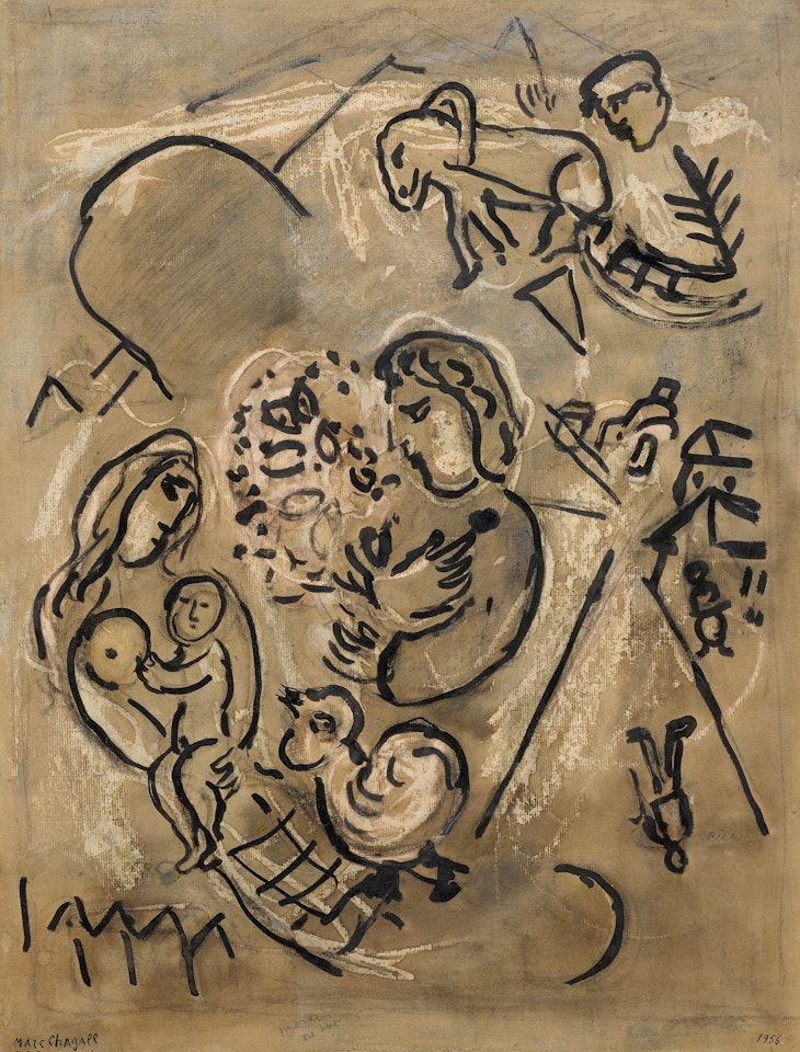 ÉTUDE POUR "LE CHEVAL VERT" OU COMPOSITION by Marc Chagall