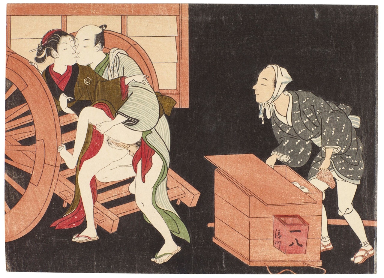 A COUPLE AND NOODLE VENDOR IN THE NIGHT by Suzuki Harunobu